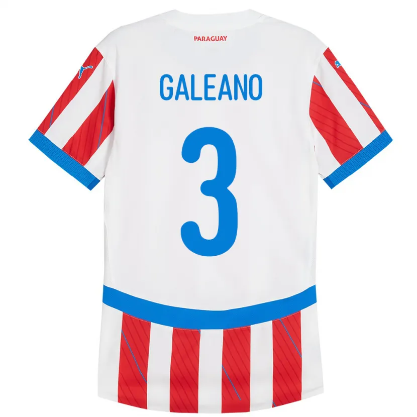 Danxen Barn Paraguay Fernando Galeano #3 Vit Röd Hemmatröja Matchtröjor 24-26 Tröjor T-Tröja
