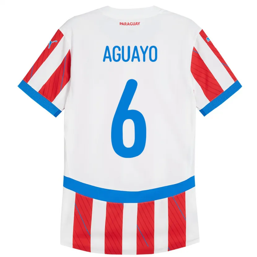 Danxen Barn Paraguay Ángel Aguayo #6 Vit Röd Hemmatröja Matchtröjor 24-26 Tröjor T-Tröja