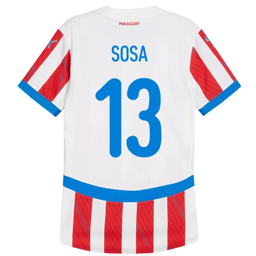 Danxen Barn Paraguay Alex Sosa #13 Vit Röd Hemmatröja Matchtröjor 24-26 Tröjor T-Tröja