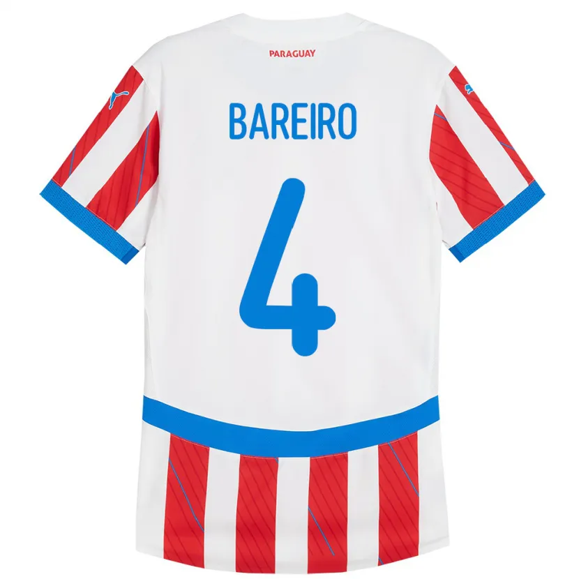 Danxen Barn Paraguay Daysy Bareiro #4 Vit Röd Hemmatröja Matchtröjor 24-26 Tröjor T-Tröja