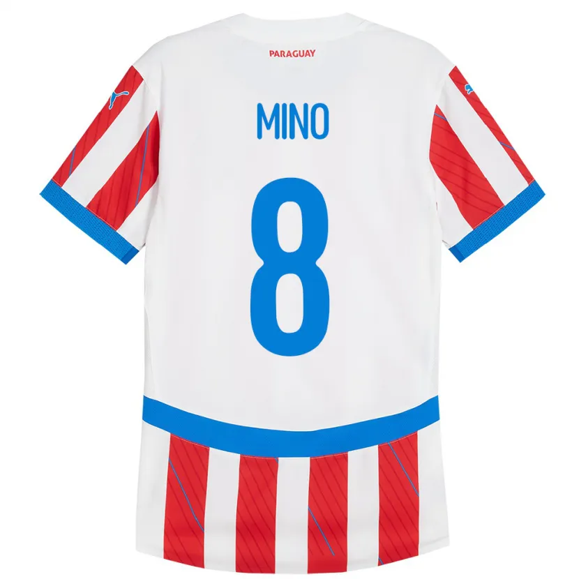 Danxen Barn Paraguay Rosa Miño #8 Vit Röd Hemmatröja Matchtröjor 24-26 Tröjor T-Tröja