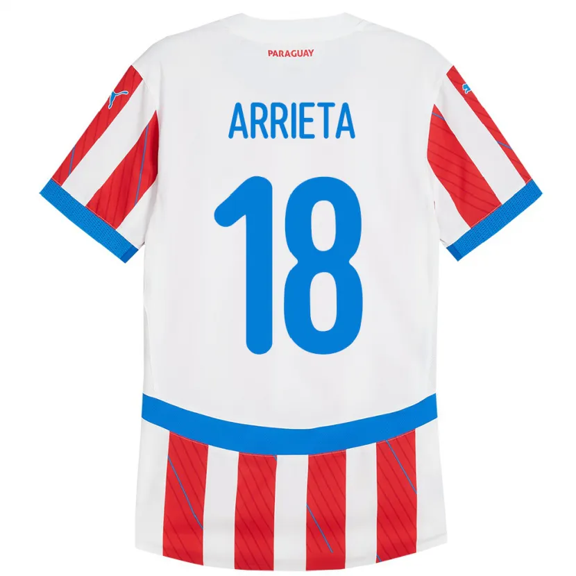 Danxen Barn Paraguay Camila Arrieta #18 Vit Röd Hemmatröja Matchtröjor 24-26 Tröjor T-Tröja