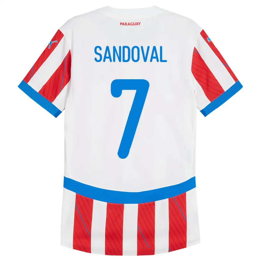 Danxen Barn Paraguay Fabiola Sandoval #7 Vit Röd Hemmatröja Matchtröjor 24-26 Tröjor T-Tröja