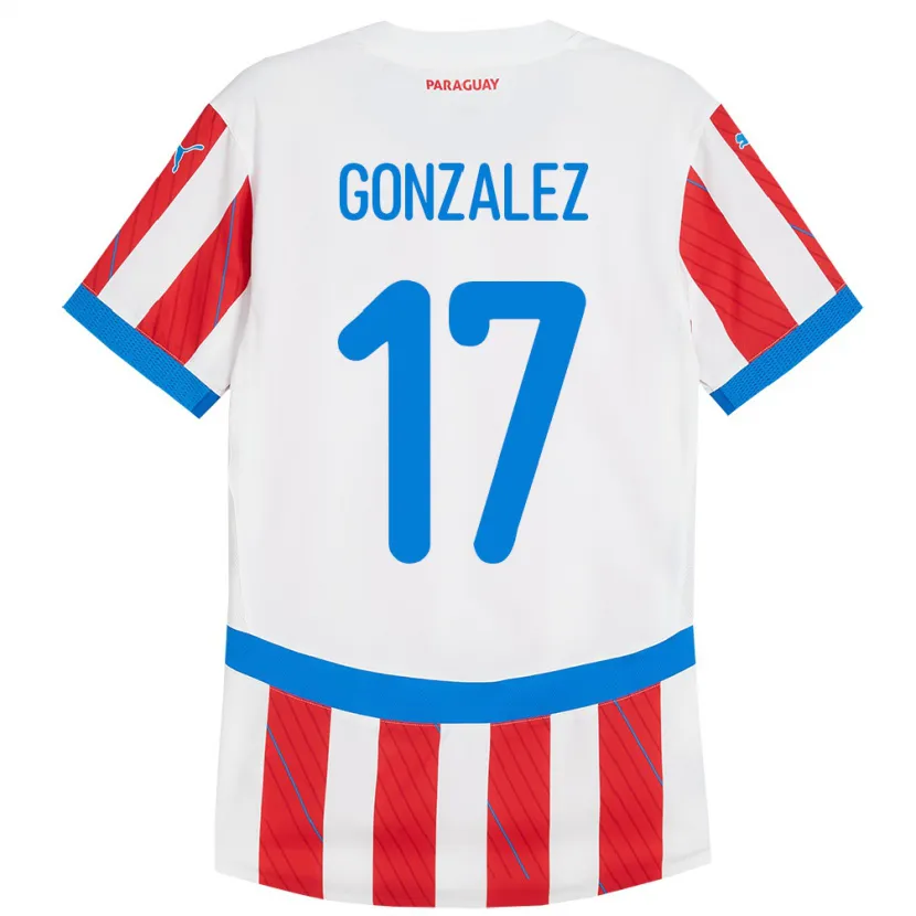 Danxen Barn Paraguay Lourdes González #17 Vit Röd Hemmatröja Matchtröjor 24-26 Tröjor T-Tröja