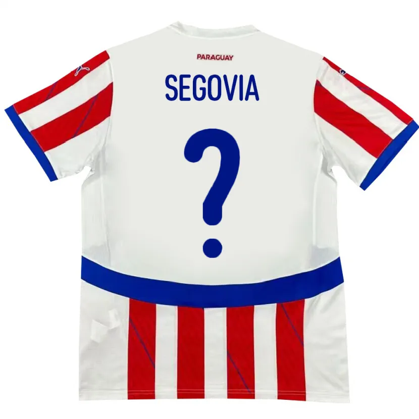 Danxen Barn Paraguay María Segovia #0 Vit Röd Hemmatröja Matchtröjor 24-26 Tröjor T-Tröja