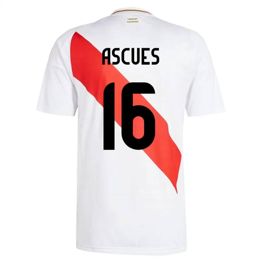 Danxen Barn Peru Carlos Ascues #16 Vit Hemmatröja Matchtröjor 24-26 Tröjor T-Tröja