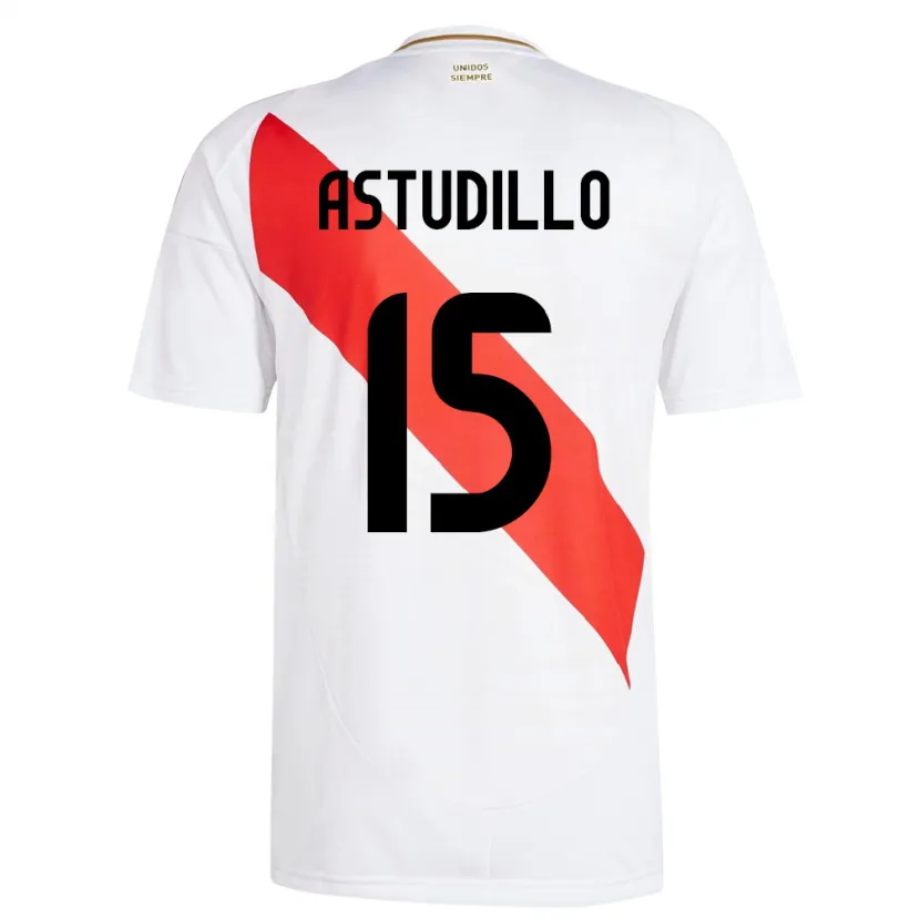 Danxen Barn Peru Julinho Astudillo #15 Vit Hemmatröja Matchtröjor 24-26 Tröjor T-Tröja