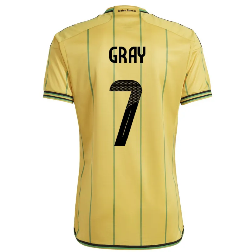 Danxen Barn Jamaica Demarai Gray #7 Gul Hemmatröja Matchtröjor 24-26 Tröjor T-Tröja