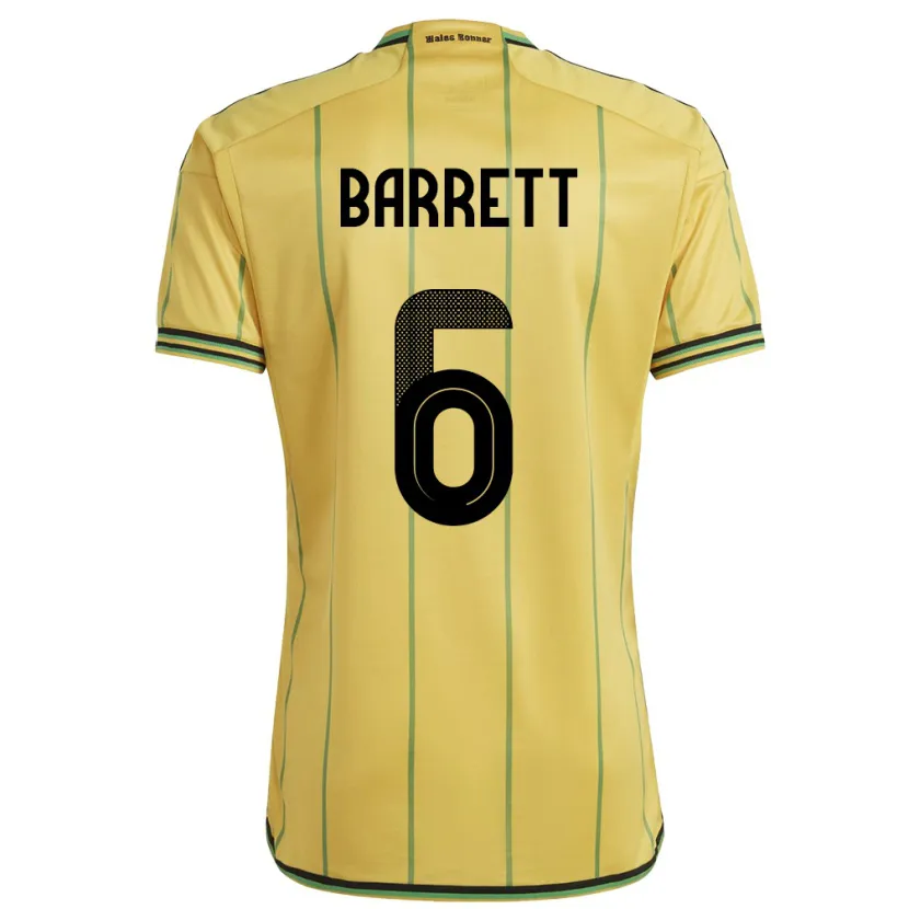 Danxen Barn Jamaica Ronaldo Barrett #6 Gul Hemmatröja Matchtröjor 24-26 Tröjor T-Tröja