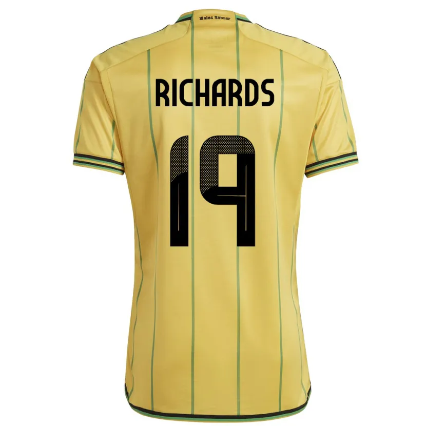 Danxen Barn Jamaica Davia Richards #19 Gul Hemmatröja Matchtröjor 24-26 Tröjor T-Tröja