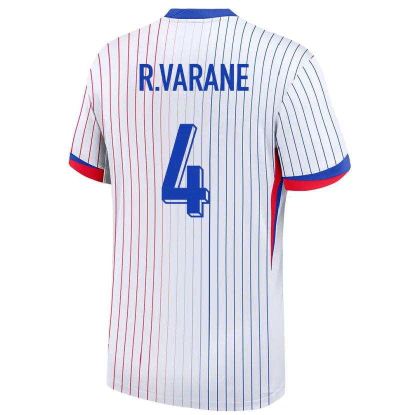 Danxen Barn Frankrike Raphael Varane #4 Vit Bortatröja Matchtröjor 24-26 Tröjor T-Tröja