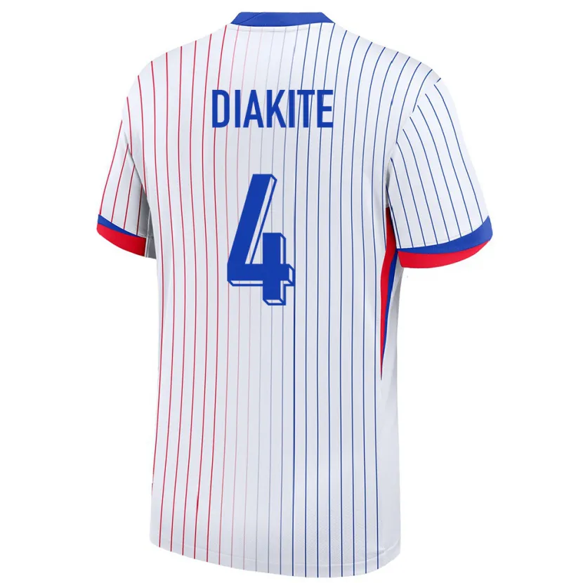 Danxen Barn Frankrike Bafode Diakite #4 Vit Bortatröja Matchtröjor 24-26 Tröjor T-Tröja