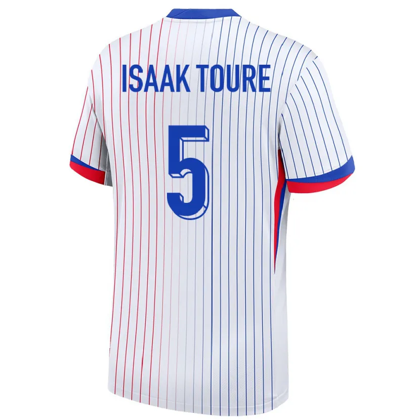 Danxen Barn Frankrike Souleymane Isaak Toure #5 Vit Bortatröja Matchtröjor 24-26 Tröjor T-Tröja