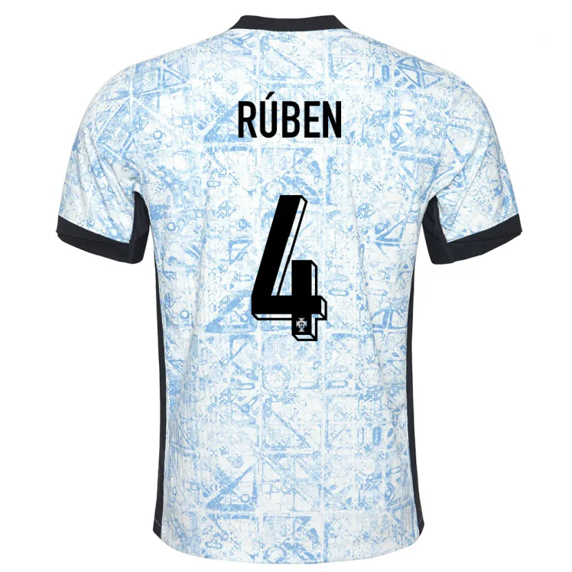 Danxen Barn Portugal Ruben Dias #4 Gräddblå Bortatröja Matchtröjor 24-26 Tröjor T-Tröja