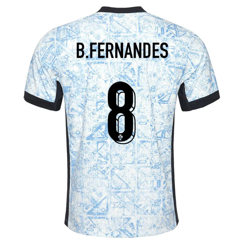 Danxen Barn Portugal Bruno Fernandes #8 Gräddblå Bortatröja Matchtröjor 24-26 Tröjor T-Tröja