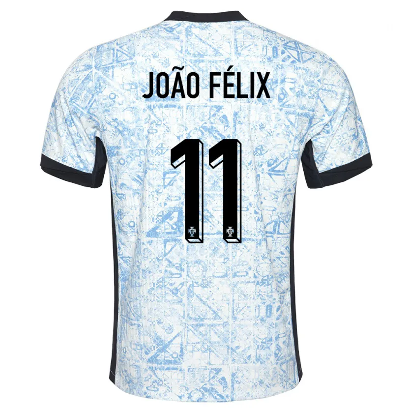 Danxen Barn Portugal Joao Felix #11 Gräddblå Bortatröja Matchtröjor 24-26 Tröjor T-Tröja
