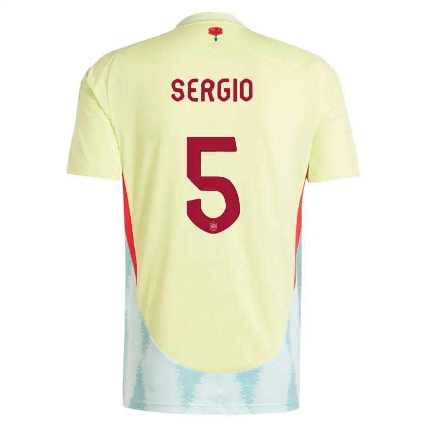 Danxen Barn Spanien Sergio Busquets #5 Gul Bortatröja Matchtröjor 24-26 Tröjor T-Tröja