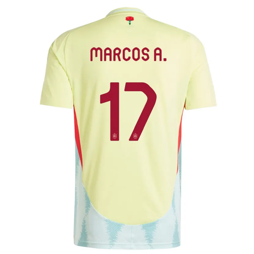 Danxen Barn Spanien Marcos Alonso #17 Gul Bortatröja Matchtröjor 24-26 Tröjor T-Tröja