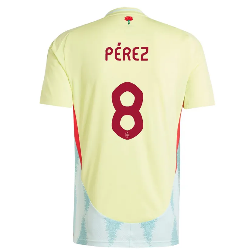 Danxen Barn Spanien Dani Perez #8 Gul Bortatröja Matchtröjor 24-26 Tröjor T-Tröja