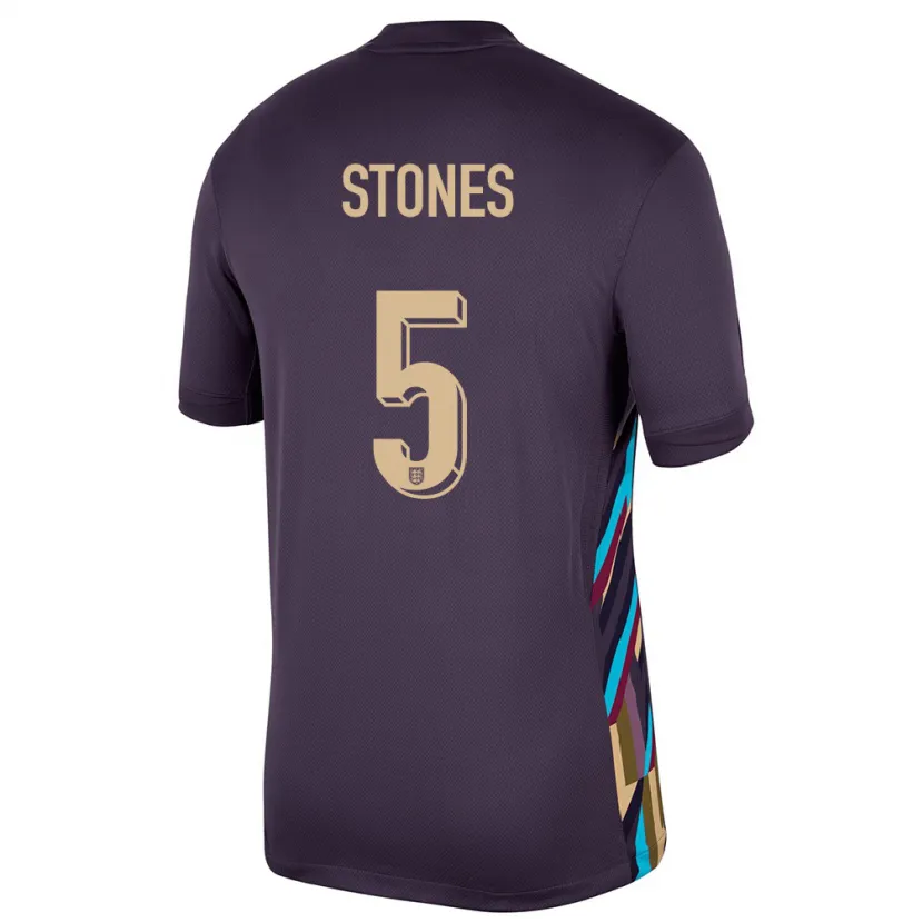 Danxen Barn England John Stones #5 Mörkt Russin Bortatröja Matchtröjor 24-26 Tröjor T-Tröja
