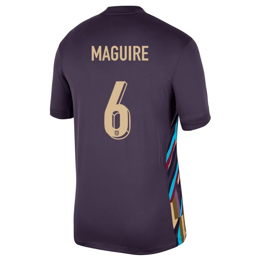 Danxen Barn England Harry Maguire #6 Mörkt Russin Bortatröja Matchtröjor 24-26 Tröjor T-Tröja