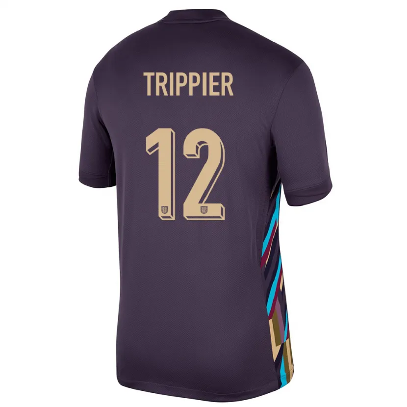 Danxen Barn England Kieran Trippier #12 Mörkt Russin Bortatröja Matchtröjor 24-26 Tröjor T-Tröja