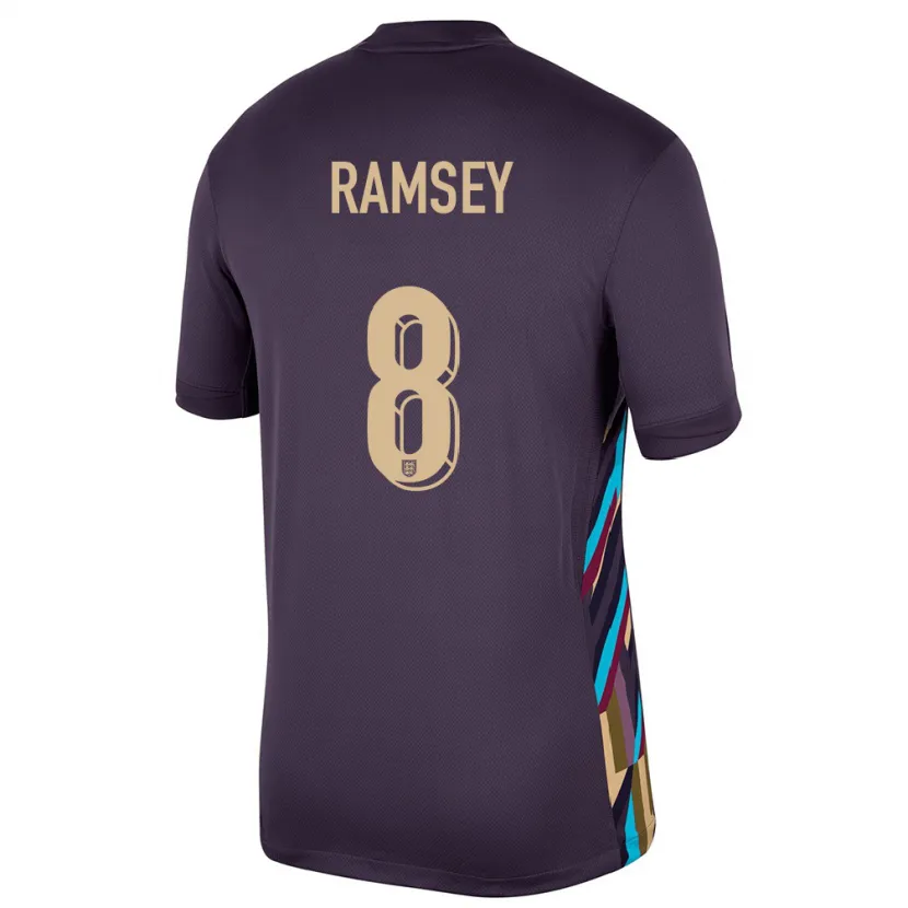 Danxen Barn England Jacob Ramsey #8 Mörkt Russin Bortatröja Matchtröjor 24-26 Tröjor T-Tröja