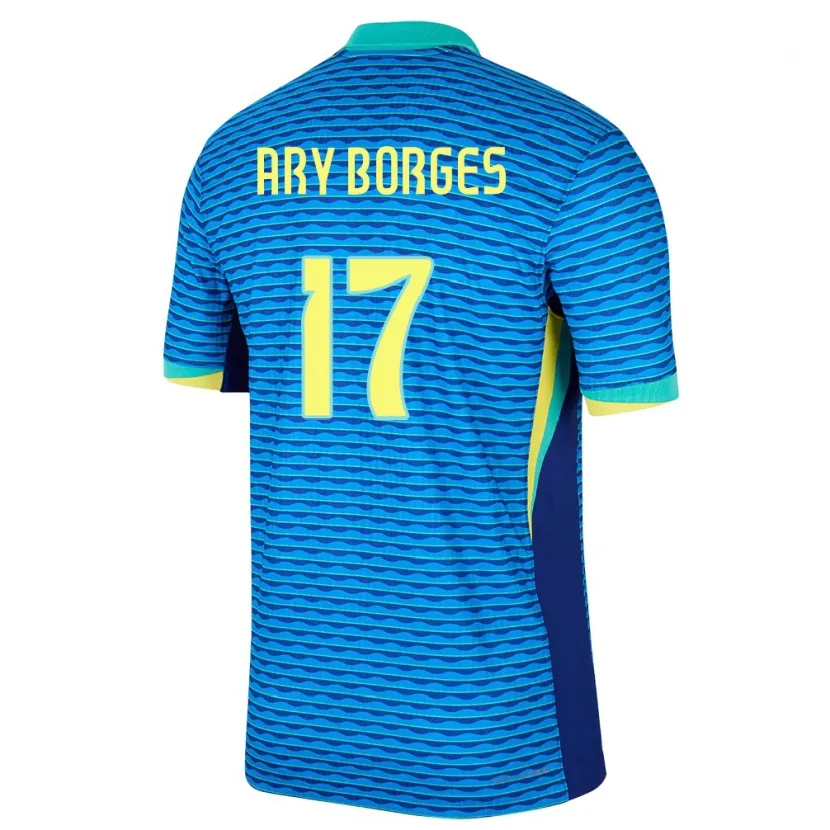 Danxen Barn Brasilien Ary Borges #17 Blå Bortatröja Matchtröjor 24-26 Tröjor T-Tröja