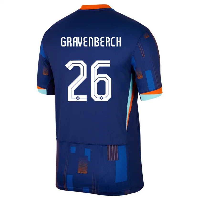 Danxen Barn Nederländerna Ryan Gravenberch #26 Blå Bortatröja Matchtröjor 24-26 Tröjor T-Tröja