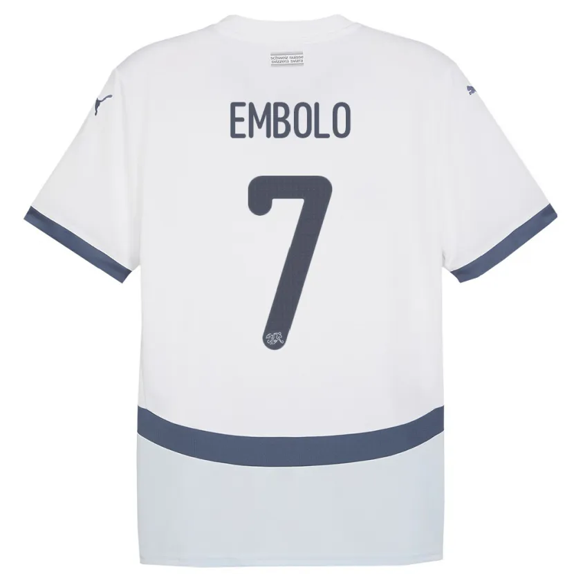 Danxen Barn Schweiz Breel Embolo #7 Vit Bortatröja Matchtröjor 24-26 Tröjor T-Tröja