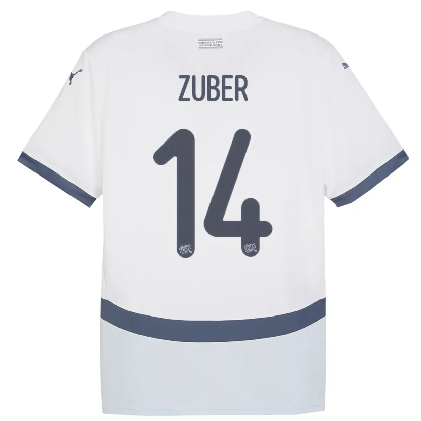 Danxen Barn Schweiz Steven Zuber #14 Vit Bortatröja Matchtröjor 24-26 Tröjor T-Tröja