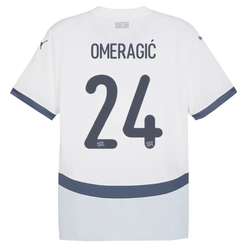 Danxen Barn Schweiz Becir Omeragic #24 Vit Bortatröja Matchtröjor 24-26 Tröjor T-Tröja