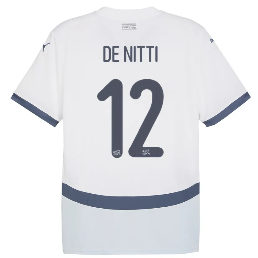Danxen Barn Schweiz Gianni De Nitti #12 Vit Bortatröja Matchtröjor 24-26 Tröjor T-Tröja