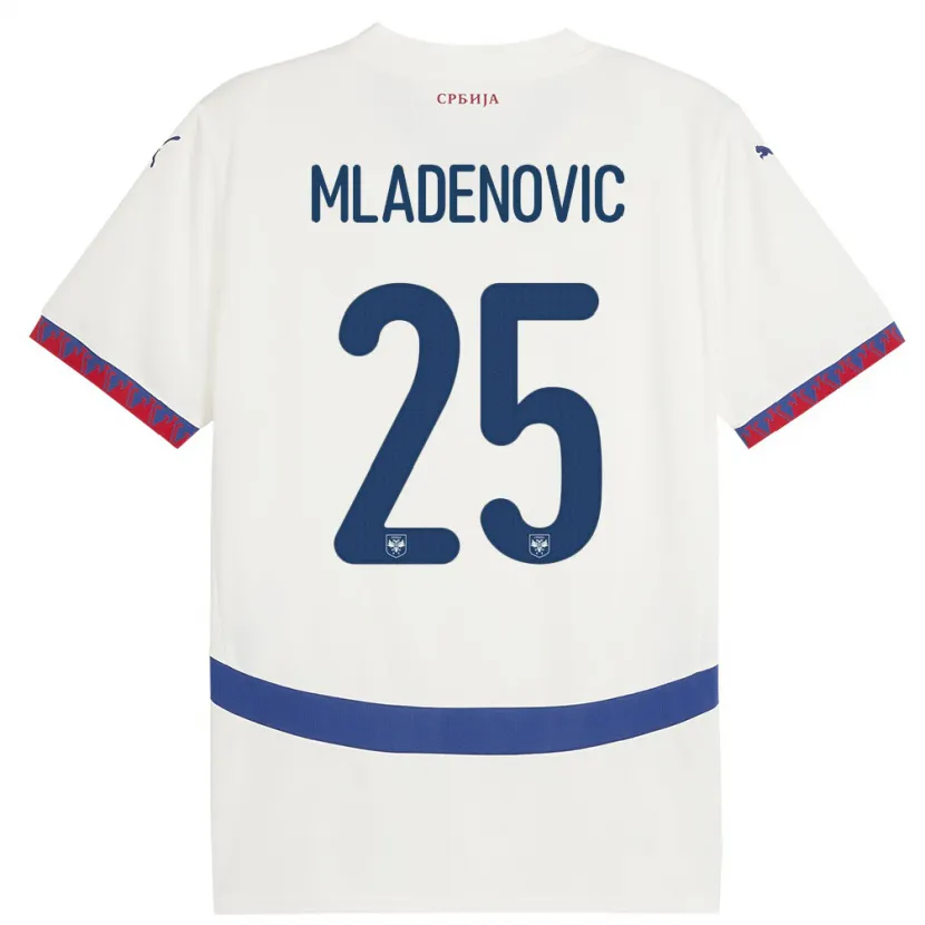 Danxen Barn Serbien Filip Mladenovic #25 Vit Bortatröja Matchtröjor 24-26 Tröjor T-Tröja
