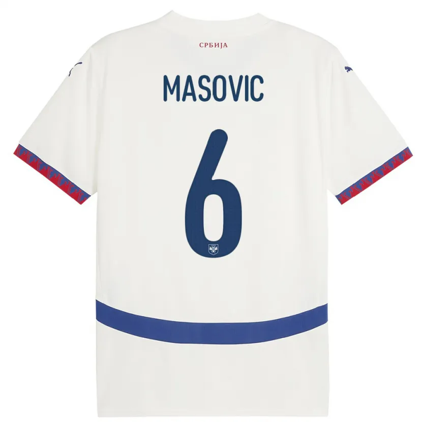 Danxen Barn Serbien Erhan Masovic #6 Vit Bortatröja Matchtröjor 24-26 Tröjor T-Tröja