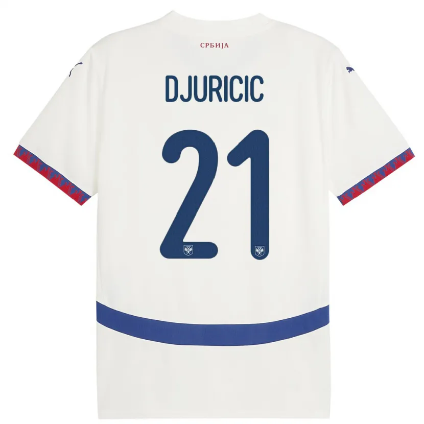 Danxen Barn Serbien Filip Djuricic #21 Vit Bortatröja Matchtröjor 24-26 Tröjor T-Tröja