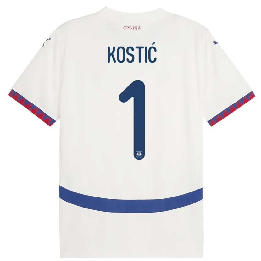 Danxen Barn Serbien Milica Kostic #1 Vit Bortatröja Matchtröjor 24-26 Tröjor T-Tröja