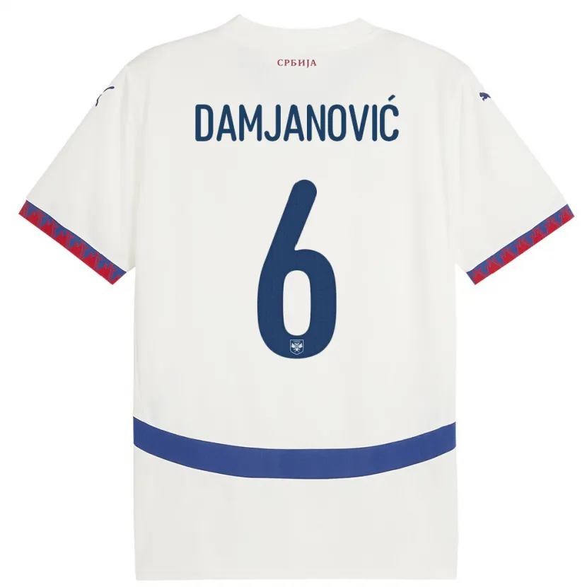 Danxen Barn Serbien Nevena Damjanovic #6 Vit Bortatröja Matchtröjor 24-26 Tröjor T-Tröja