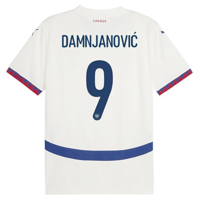 Danxen Barn Serbien Jovana Damnjanovic #9 Vit Bortatröja Matchtröjor 24-26 Tröjor T-Tröja