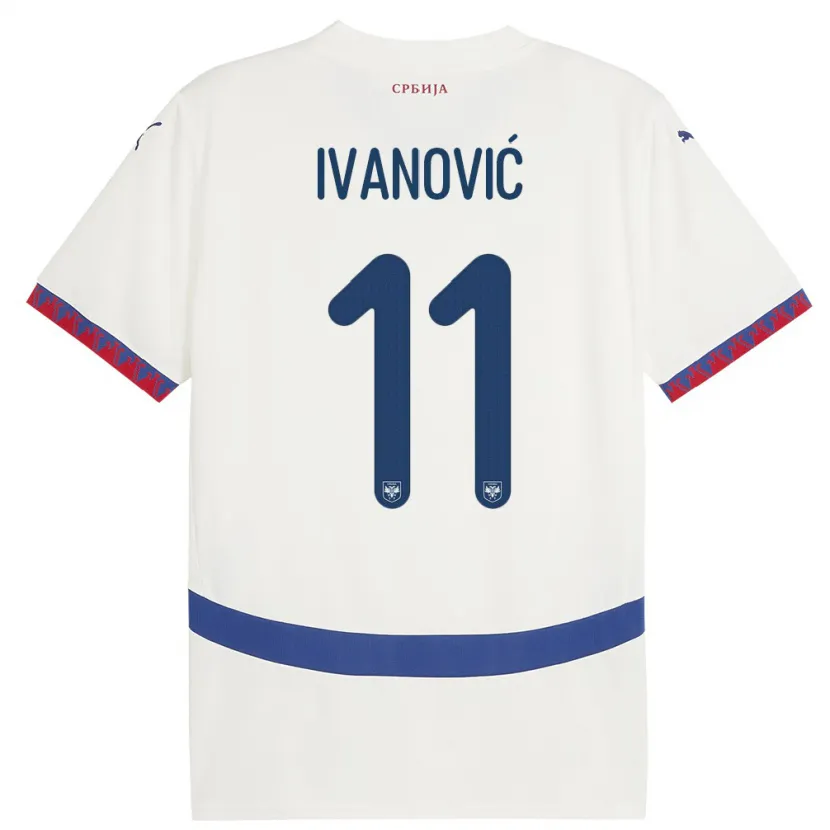 Danxen Barn Serbien Miljana Ivanovic #11 Vit Bortatröja Matchtröjor 24-26 Tröjor T-Tröja