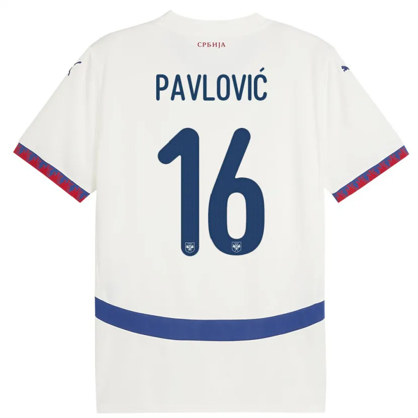 Danxen Barn Serbien Sara Pavlovic #16 Vit Bortatröja Matchtröjor 24-26 Tröjor T-Tröja