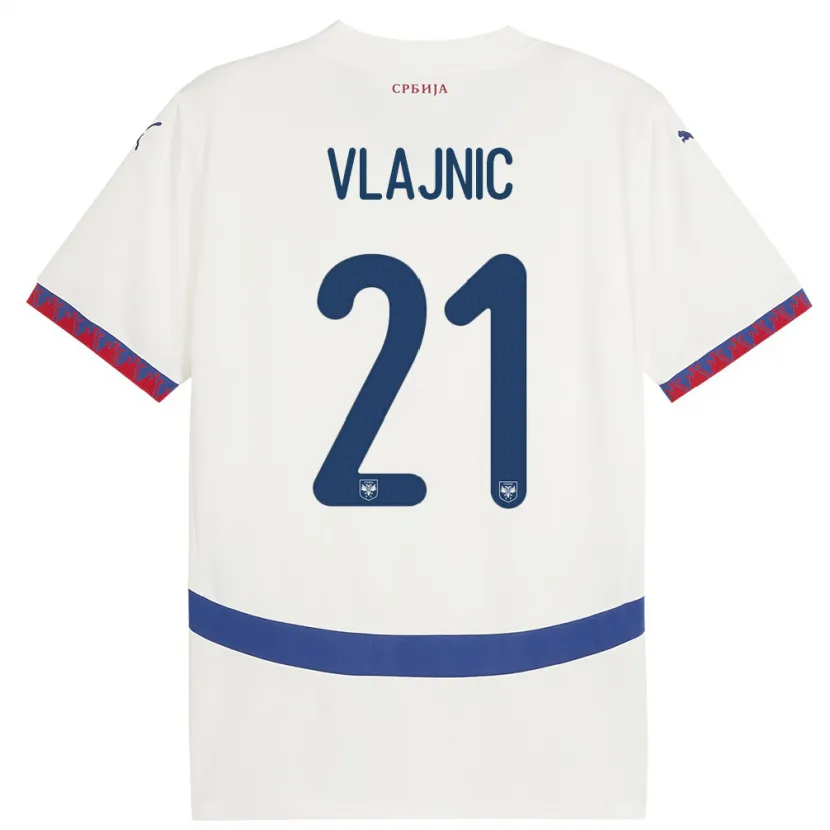 Danxen Barn Serbien Tyla Jay Vlajnic #21 Vit Bortatröja Matchtröjor 24-26 Tröjor T-Tröja