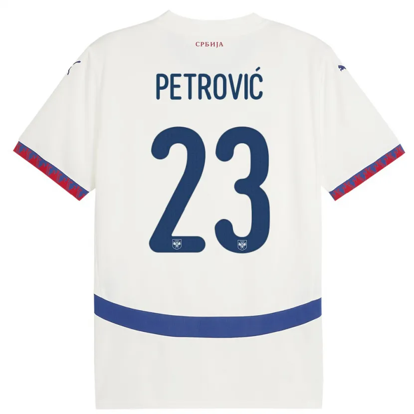 Danxen Barn Serbien Jovana Petrovic #23 Vit Bortatröja Matchtröjor 24-26 Tröjor T-Tröja