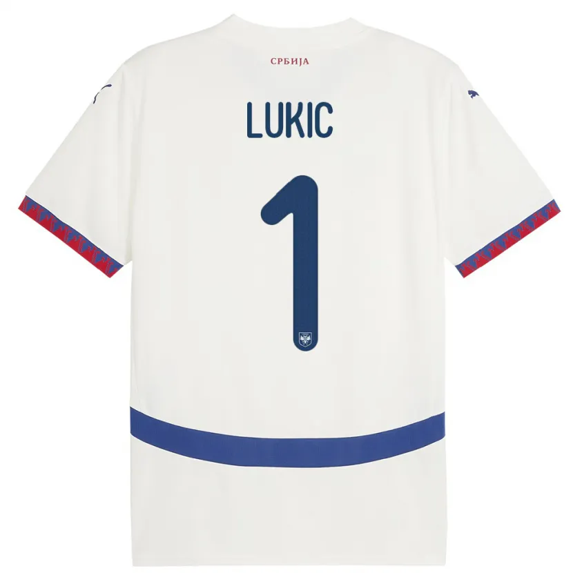 Danxen Barn Serbien Ognjen Lukic #1 Vit Bortatröja Matchtröjor 24-26 Tröjor T-Tröja