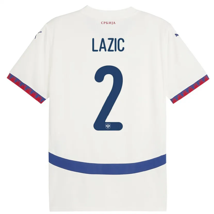 Danxen Barn Serbien Uros Lazic #2 Vit Bortatröja Matchtröjor 24-26 Tröjor T-Tröja
