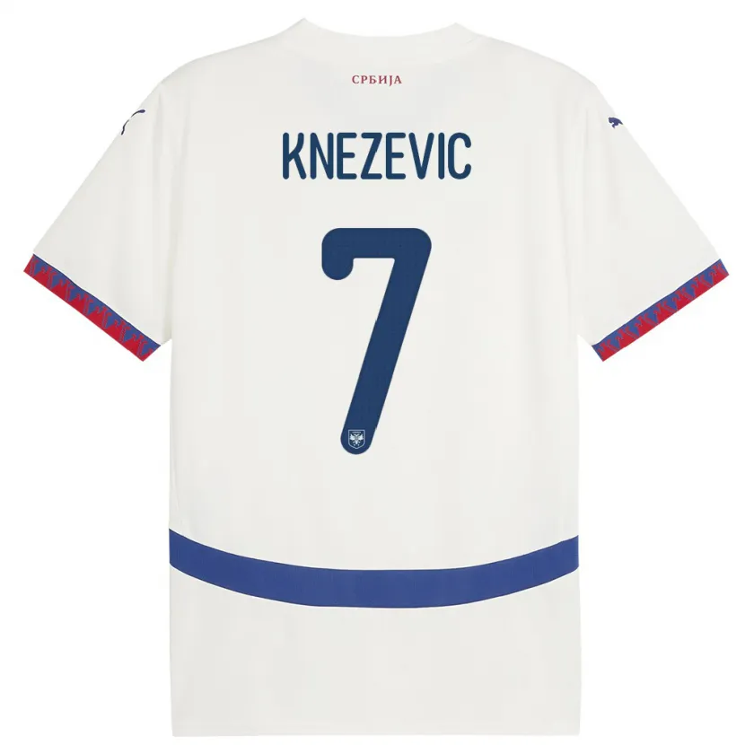 Danxen Barn Serbien Nikola Knezevic #7 Vit Bortatröja Matchtröjor 24-26 Tröjor T-Tröja