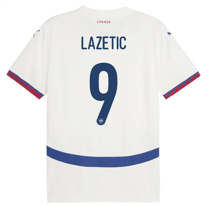 Danxen Barn Serbien Marko Lazetic #9 Vit Bortatröja Matchtröjor 24-26 Tröjor T-Tröja