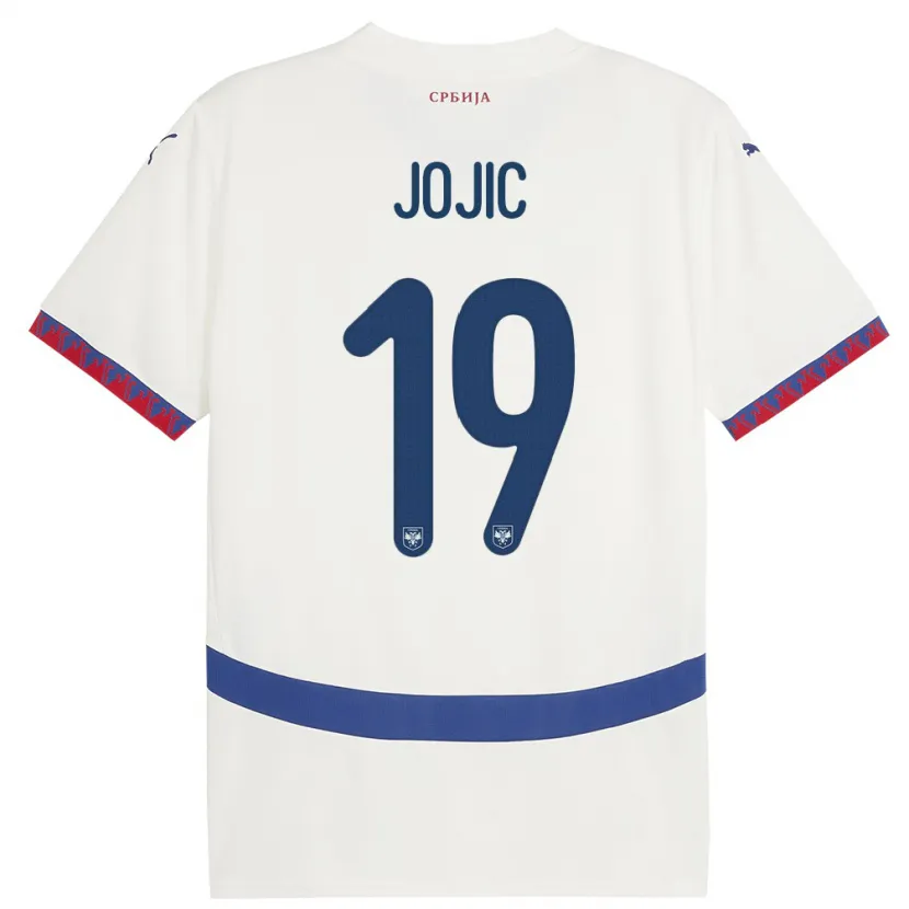 Danxen Barn Serbien Nikola Jojic #19 Vit Bortatröja Matchtröjor 24-26 Tröjor T-Tröja
