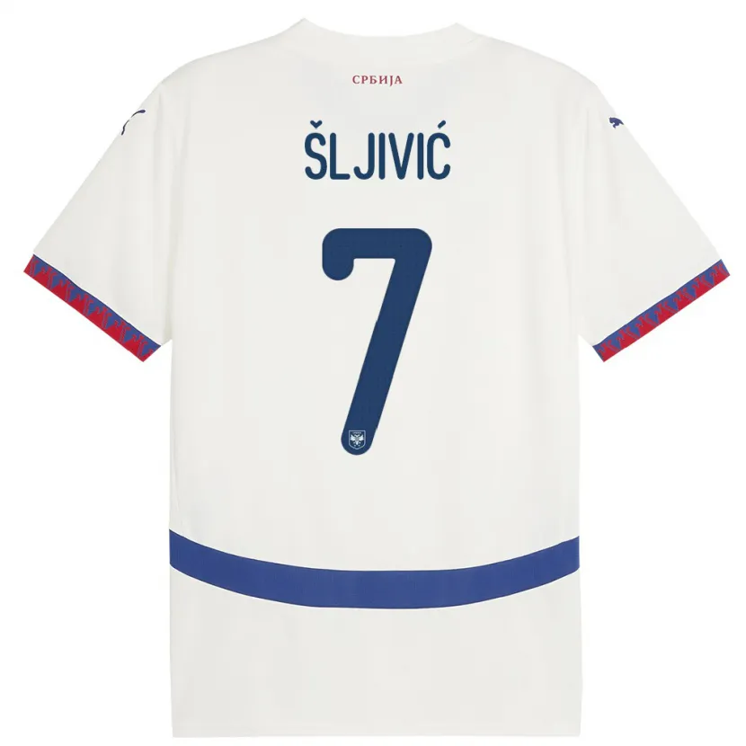 Danxen Barn Serbien Jovan Sljivic #7 Vit Bortatröja Matchtröjor 24-26 Tröjor T-Tröja