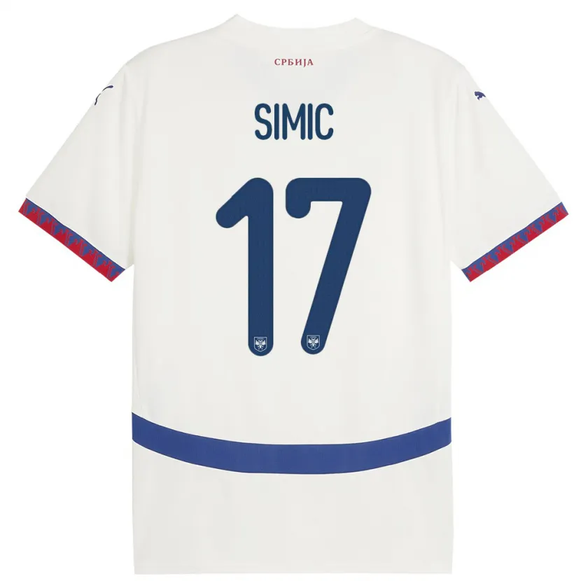 Danxen Barn Serbien Jan Carlo Simic #17 Vit Bortatröja Matchtröjor 24-26 Tröjor T-Tröja
